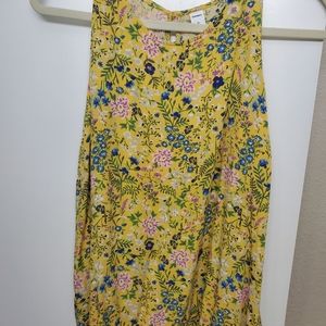 Yellow floral tank top with keyhole back